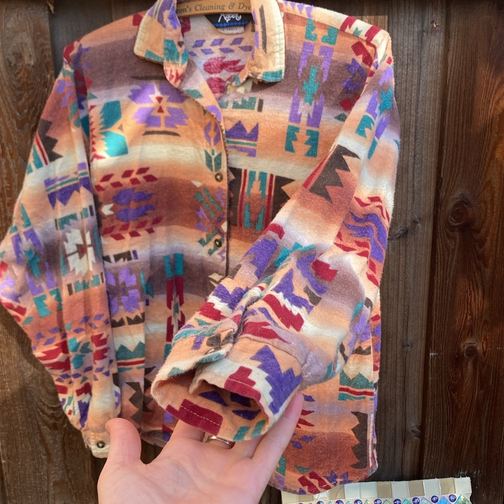 Vintage Roper Southwestern print flannel shirt - Picture 9 of 11